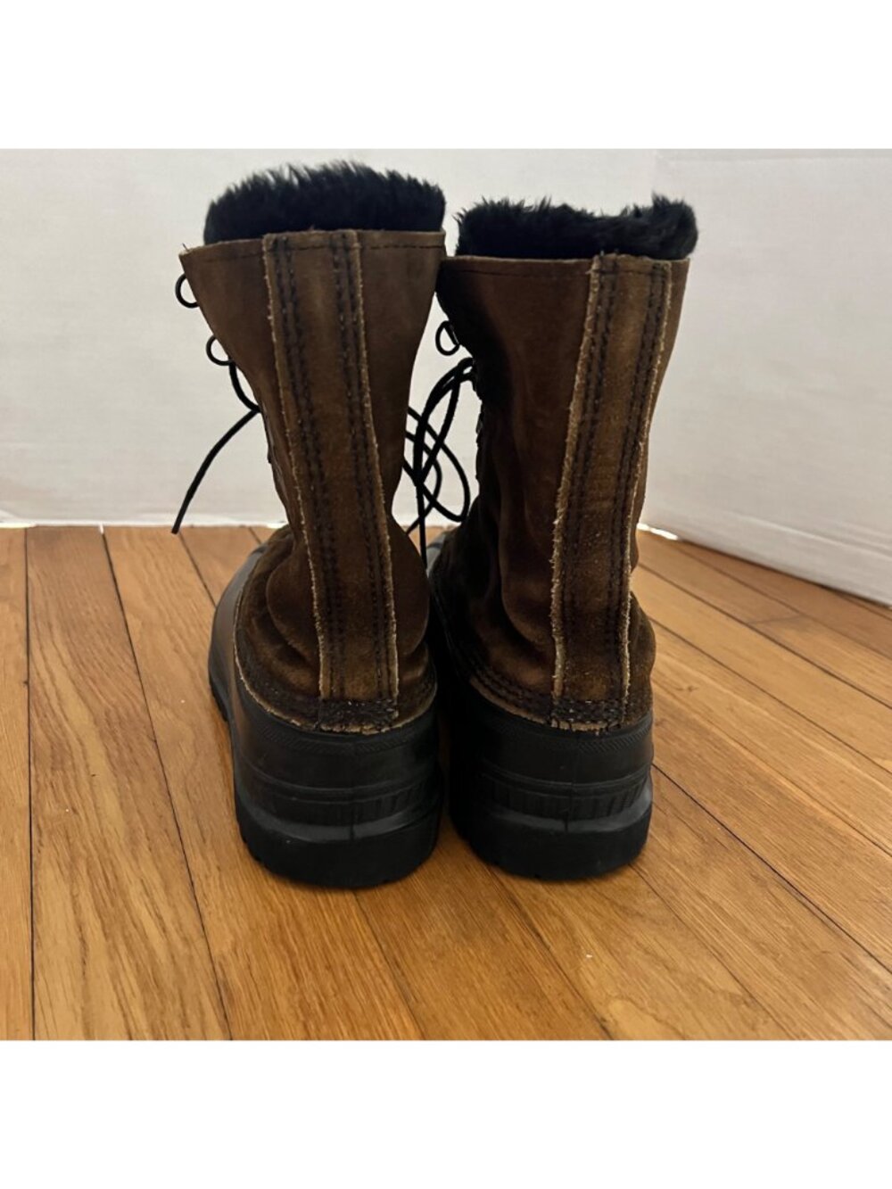 Vintage Sorel Mens Size 7 Brown Suede Kaufman Steel Shank Fur Lined Winter Boots - Picture 15 of 16